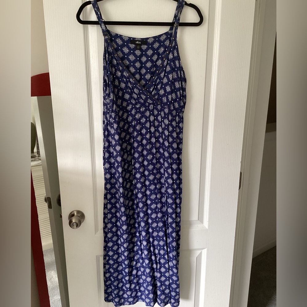 Ellos Blue and White Patterned Maxi Dress